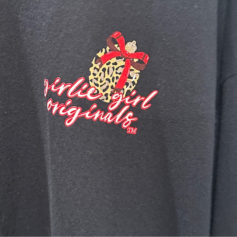 Stylish Black Christmas Long Sleeve Tee with Red and Leopard Accent - Picture 2 of 5